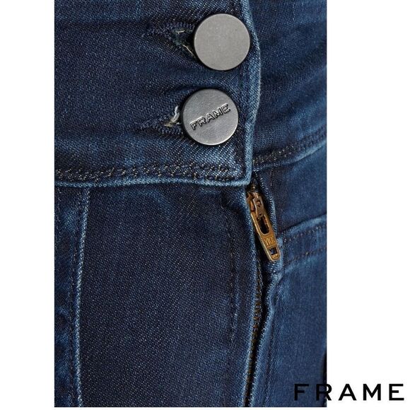 Frame **NWT** Le Francoise High-Rise Button-Trimmed Skinny Jeans in Paton Blue - Picture 6 of 9